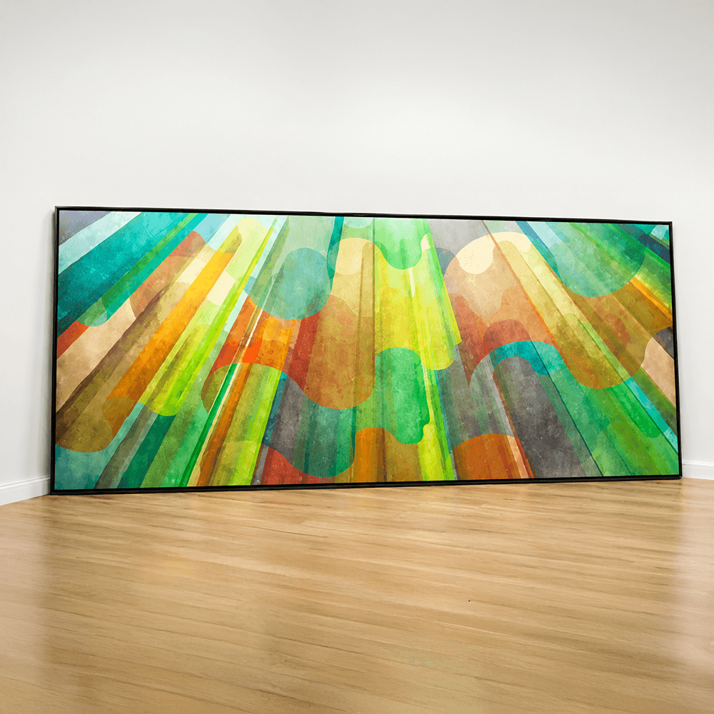 Quadro tela em canvas - O VARAL -  225x90cm - Moldura Canaleta Alta Preta